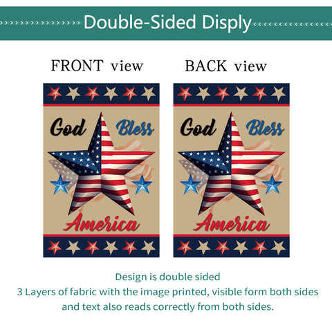Lumifan Fourth of July flag; patriotic motifs endure rain and shine outdoors.
