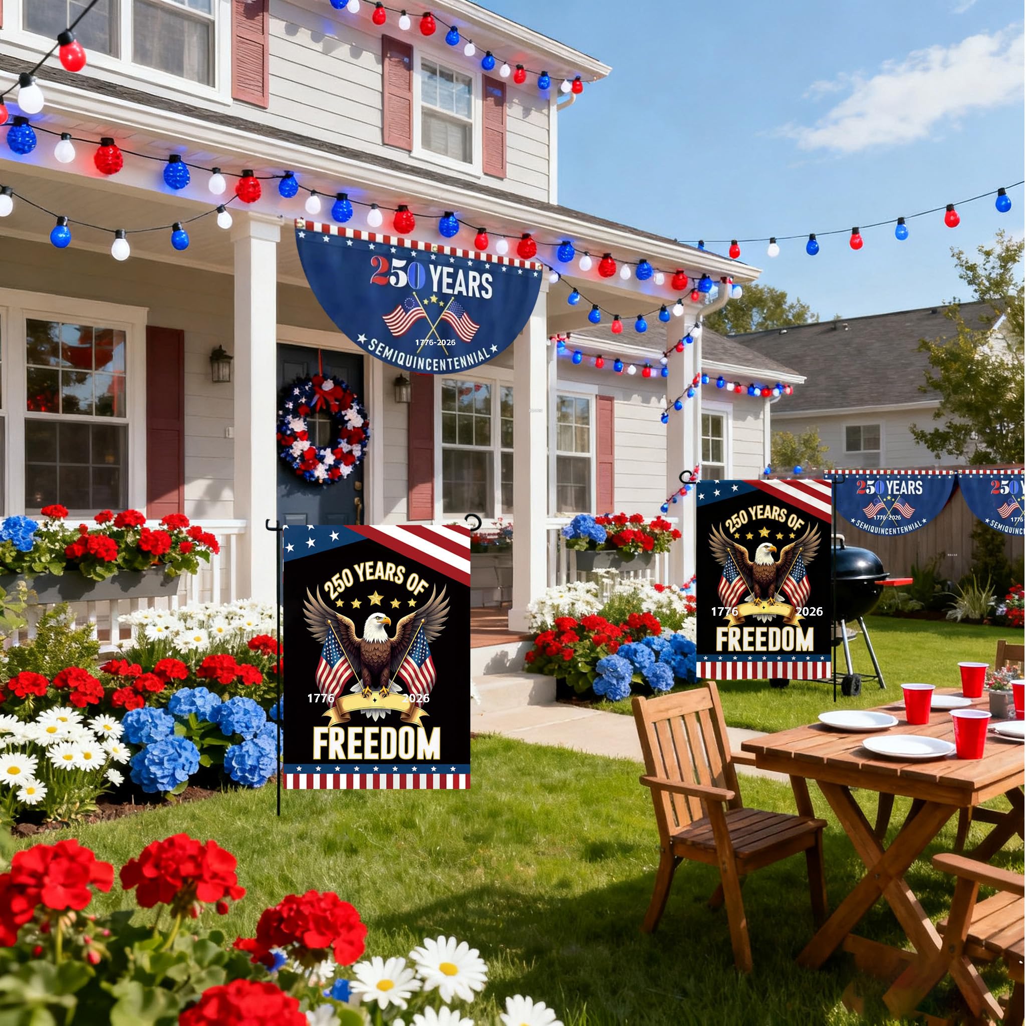Lumigrain 2x4ft patriotic fan flag—durable colorfast banner for porch or fence