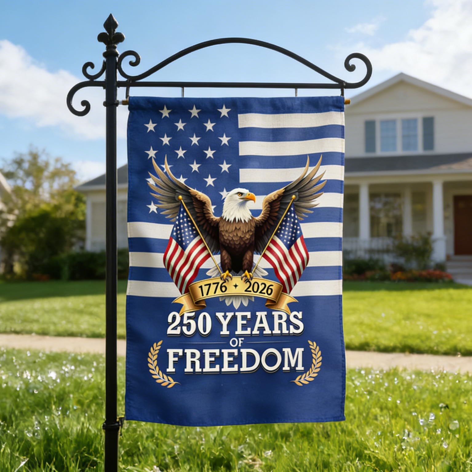 LUMIGRAIN 250th anniversary flag with front double-sided design for lasting outdoor display.