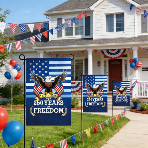 LUMIGRAIN eagle motif garden flag featuring crisp print from any angle.