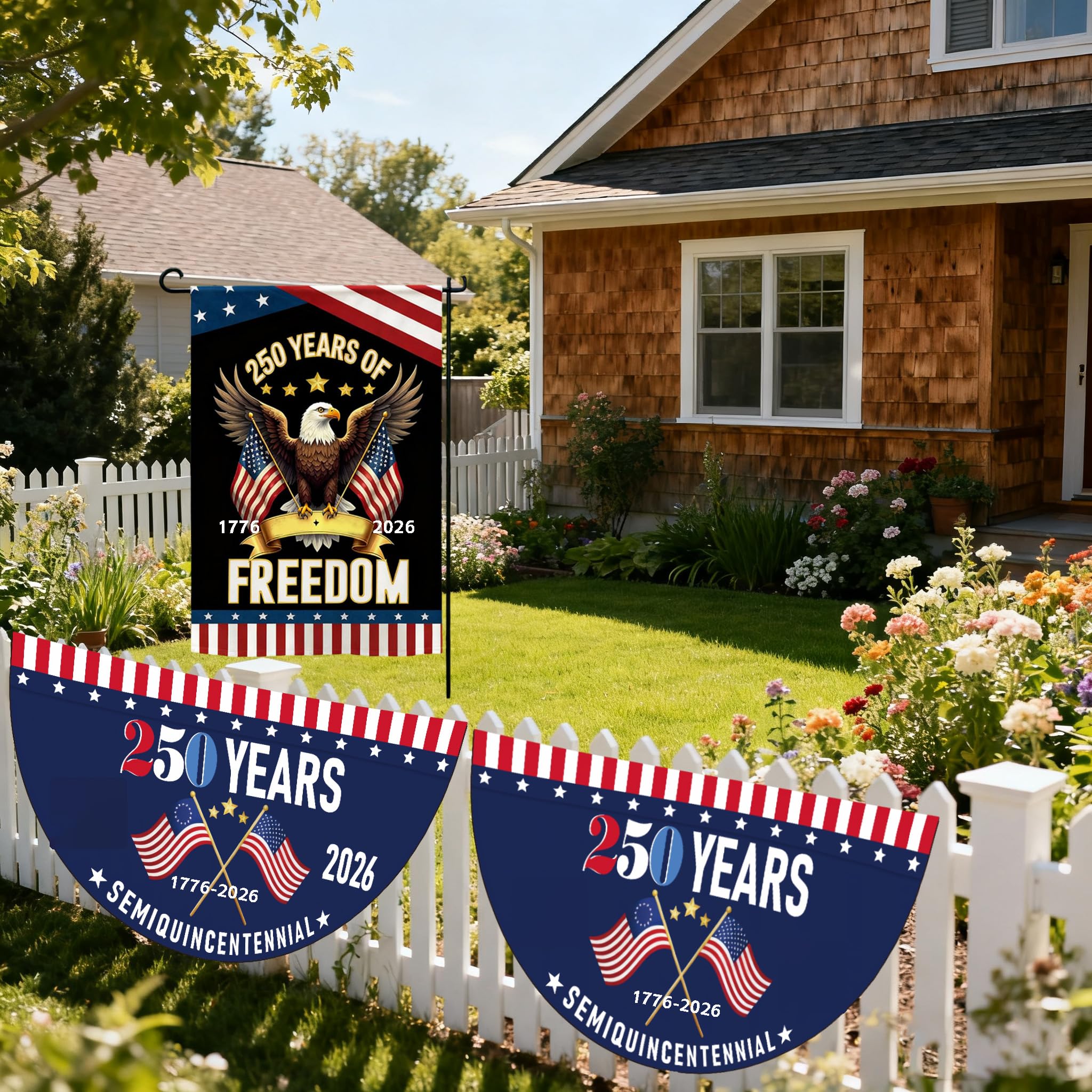 Lumigrain patriotic display fits yard, porch, or fence celebrations