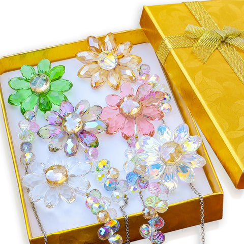 Lumiti crystal sunflower suncatcher casts vivid rainbows in sunlight.