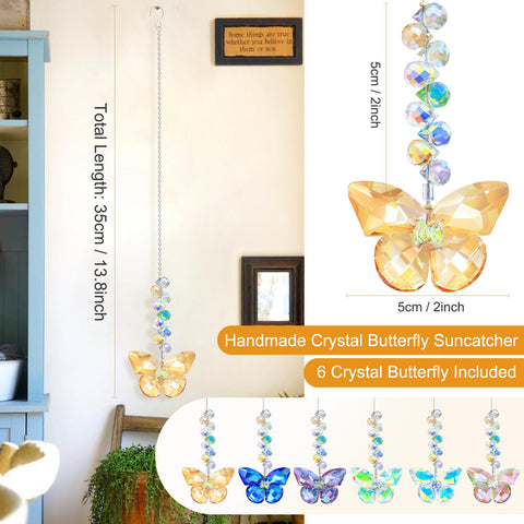 Lumiti handcrafted crystal butterfly pendants add elegant color to indoor spaces.