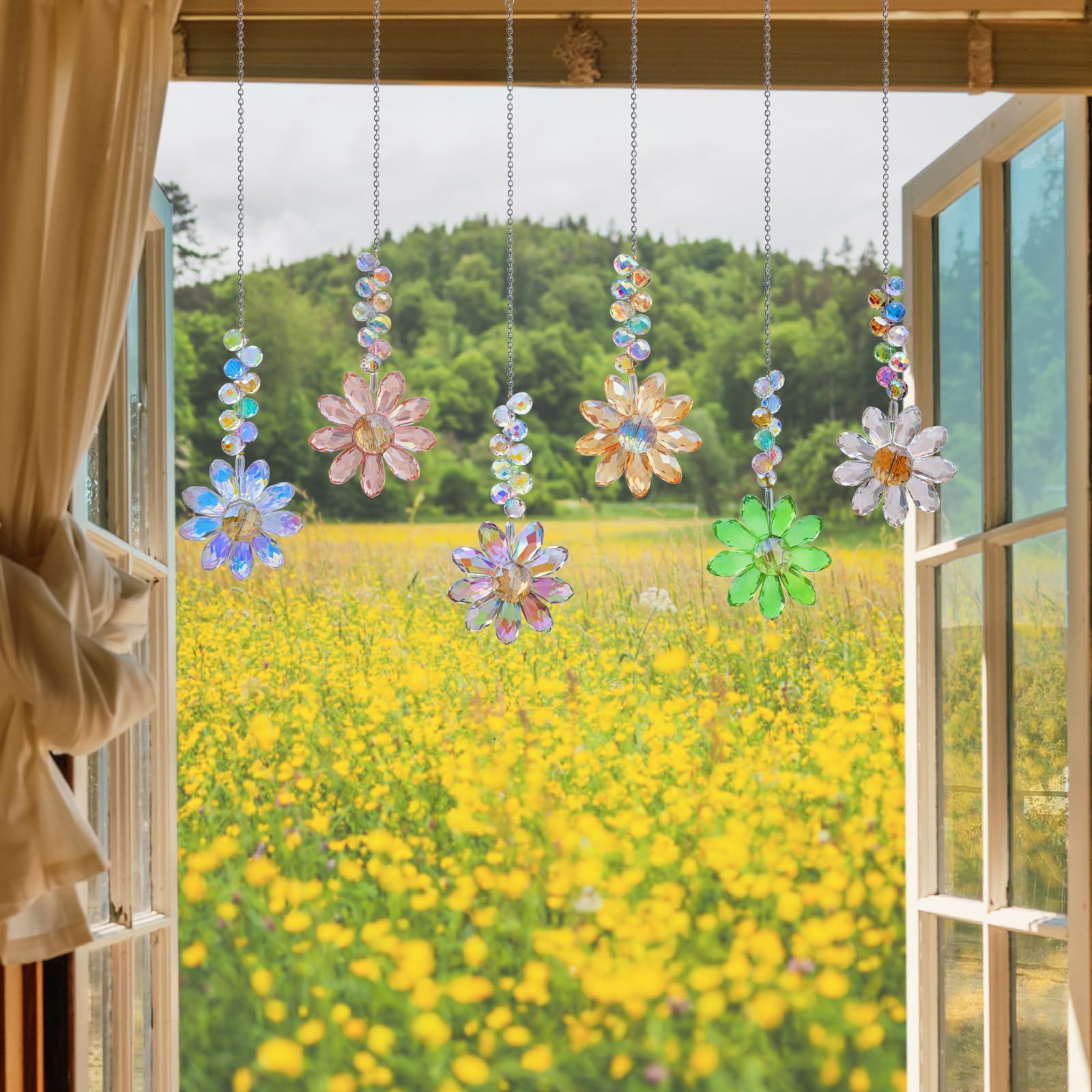 Lumiti indoor-outdoor window suncatcher fills space with prism light.
