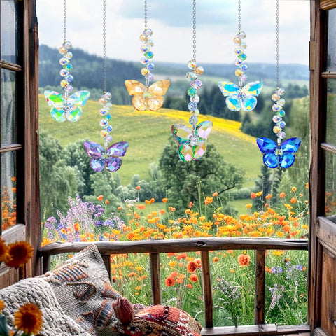 Lumiti rainbow sun catcher butterfly design enhances room ambiance and mood.