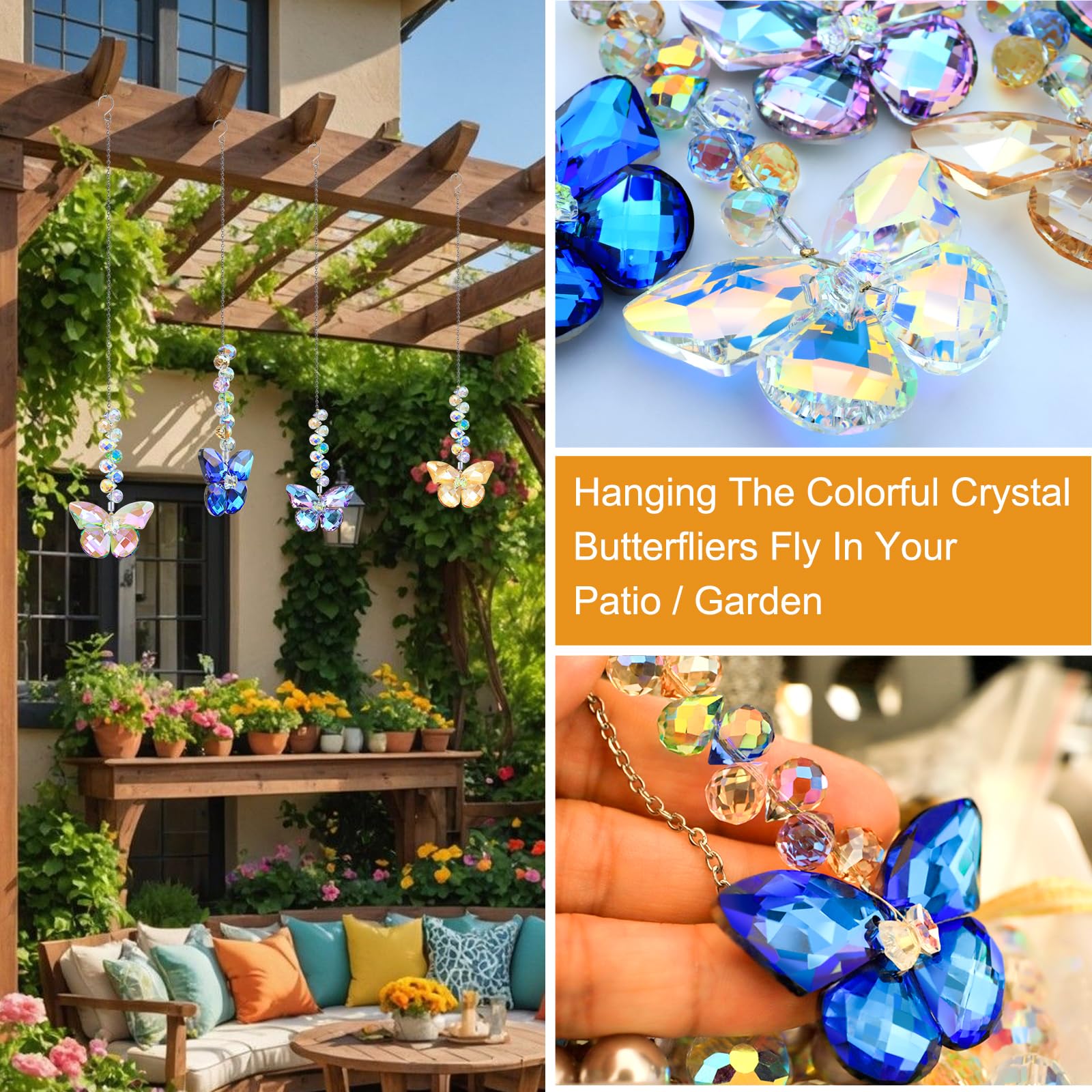 Lumiti stainless steel chain provides durable outdoor hanging for butterflies.