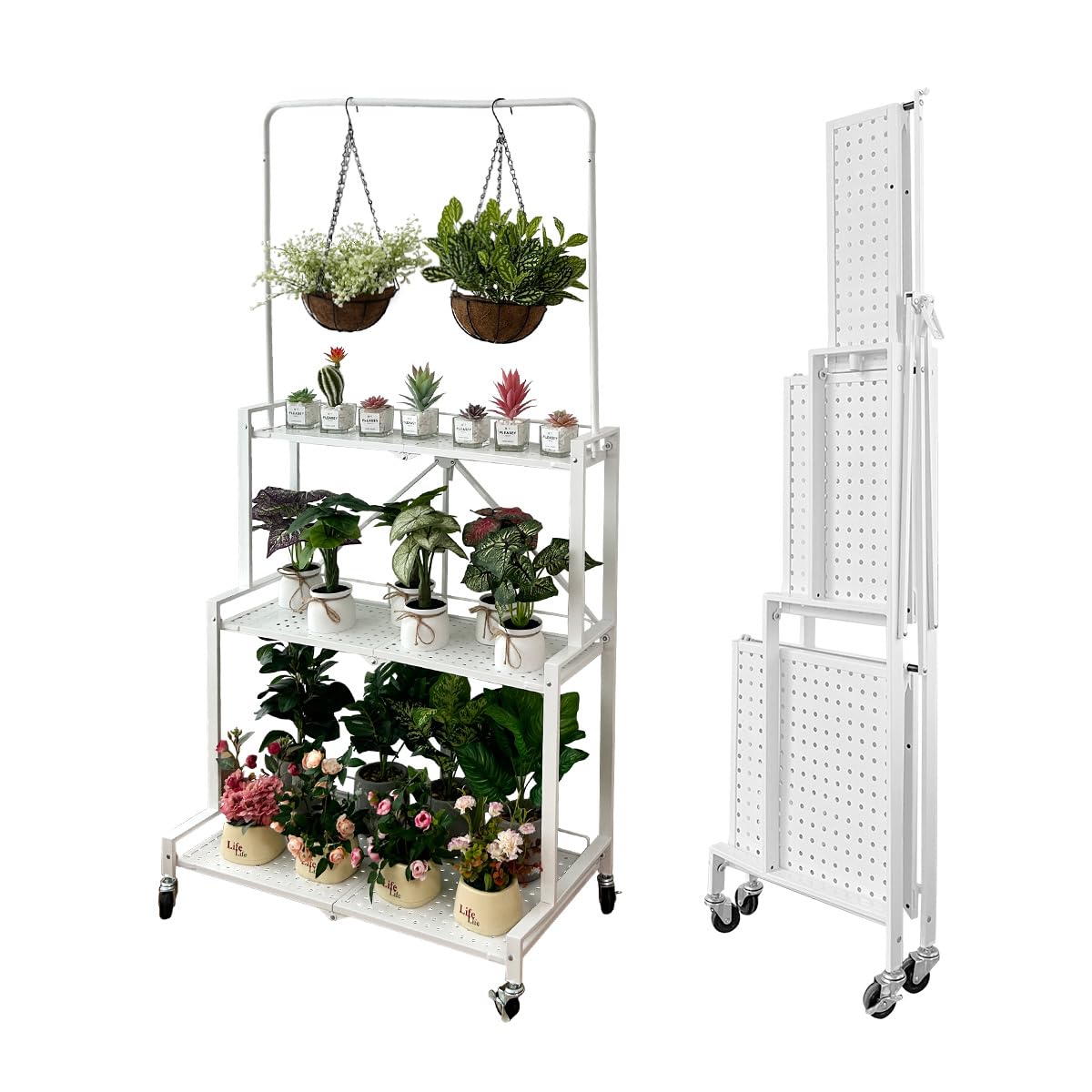 Lumizone Foldable 4 Tier Plant Stand folded thickness for easy storage