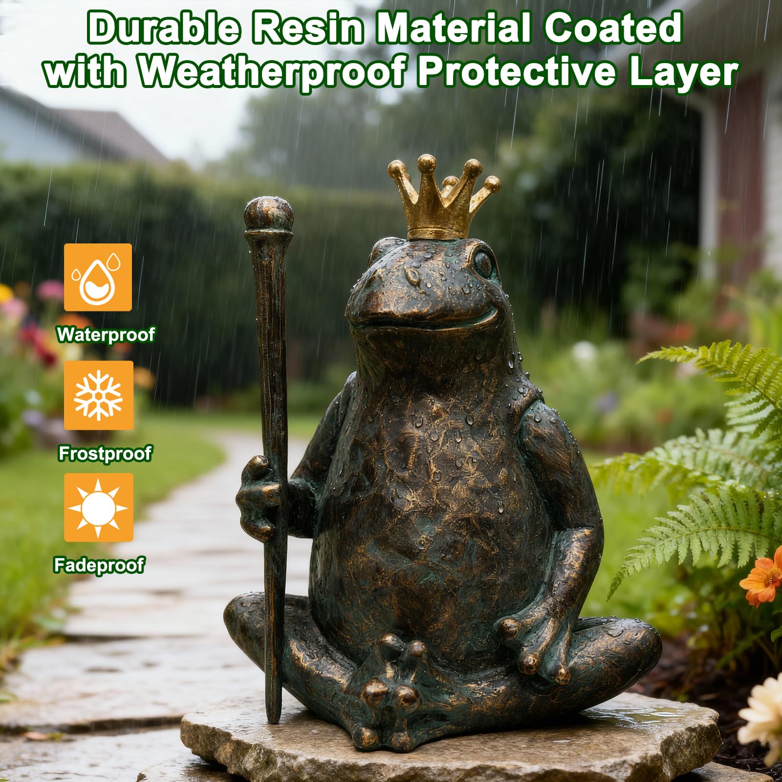 Lune cle crown and scepter detail highlights the frog prince design.