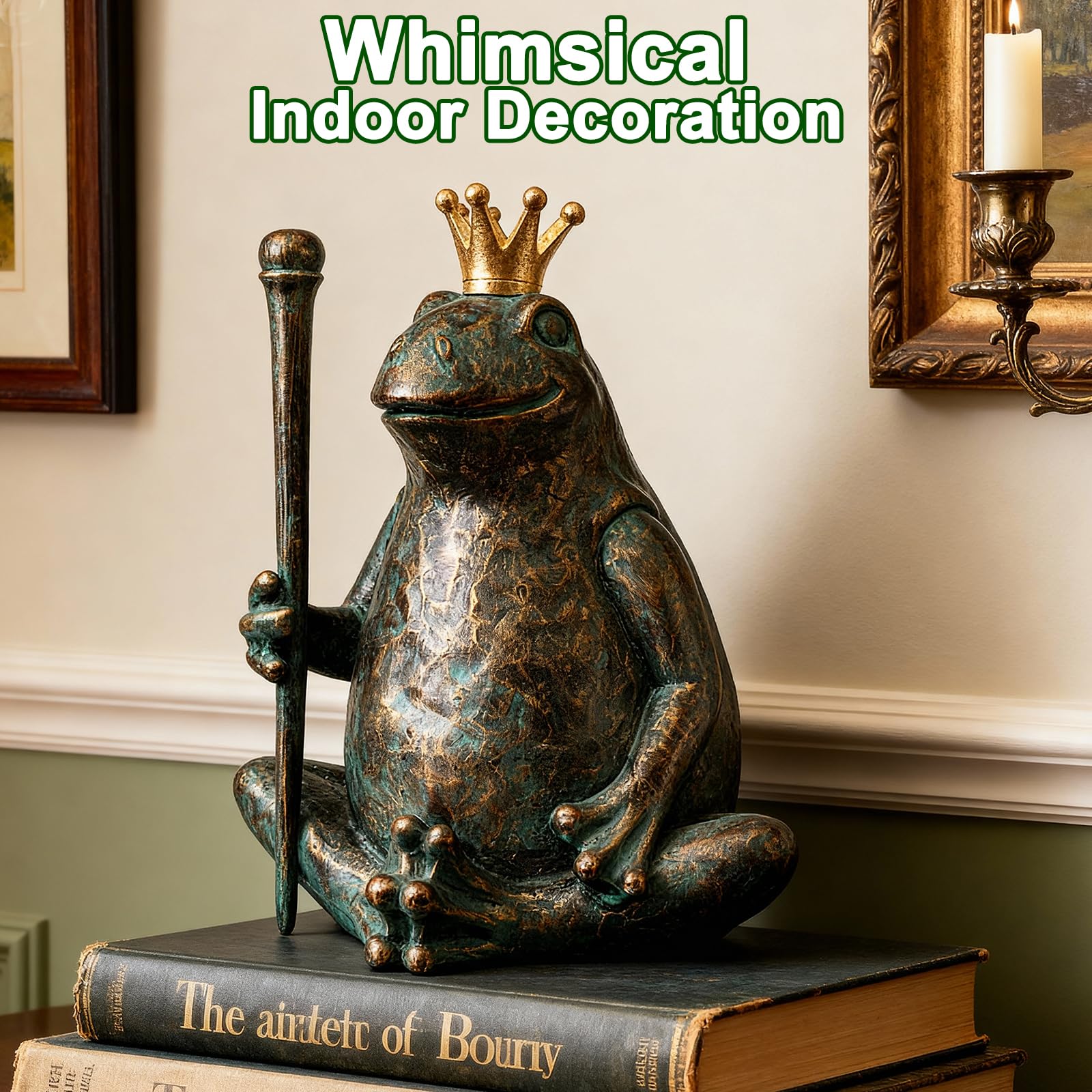 Lune cle frog statue for patio and garden stands with stable weight.