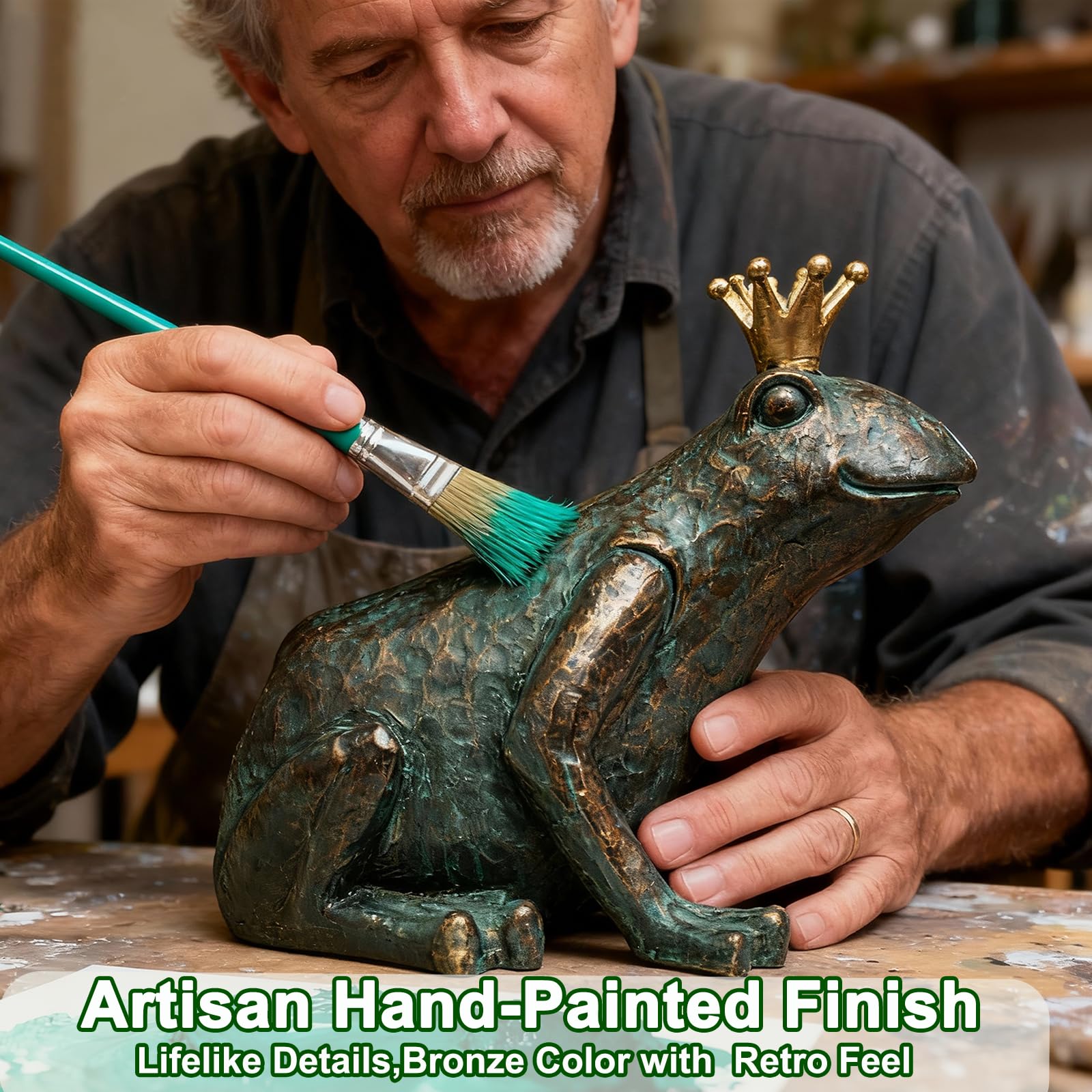 Lune cle weather-resistant frog figurine ideal for year-round yard display.