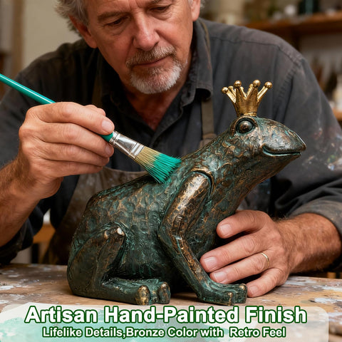 Lune cle weather-resistant frog figurine ideal for year-round yard display.