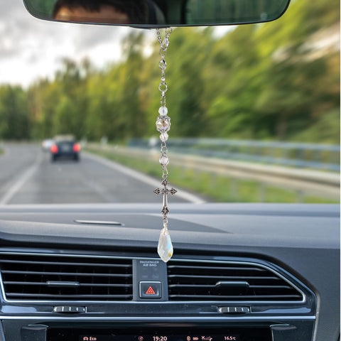 LuneClat cross pendant crystal beads adding boho charm to windows and home decor