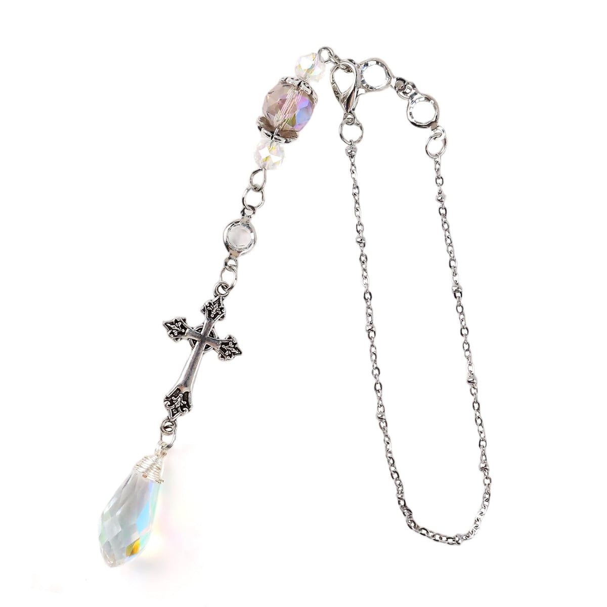 LuneClat healing crystal rearview suncatcher sparkling in daytime sun for your car