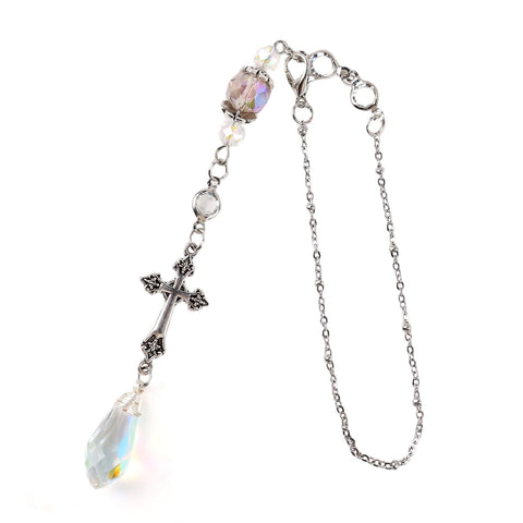 LuneClat healing crystal rearview suncatcher sparkling in daytime sun for your car