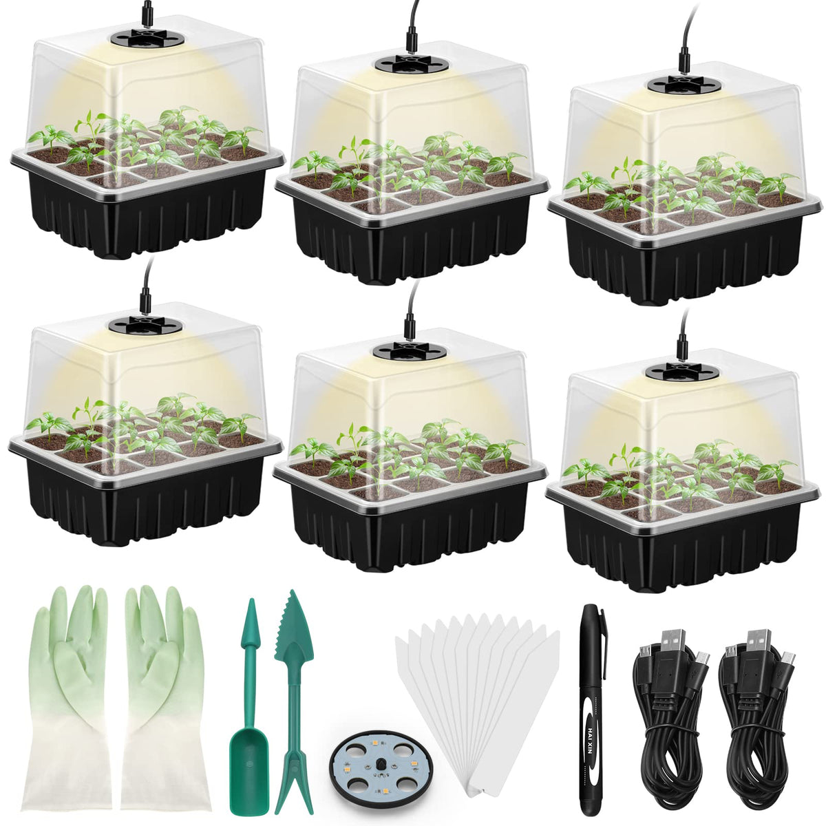 Lunies seed starter tray grow light boosts germination