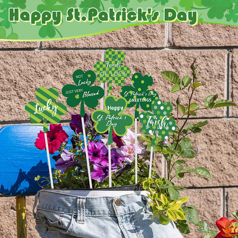 Lunmon shamrock yard sign with bright green greeting enhances festive vibes