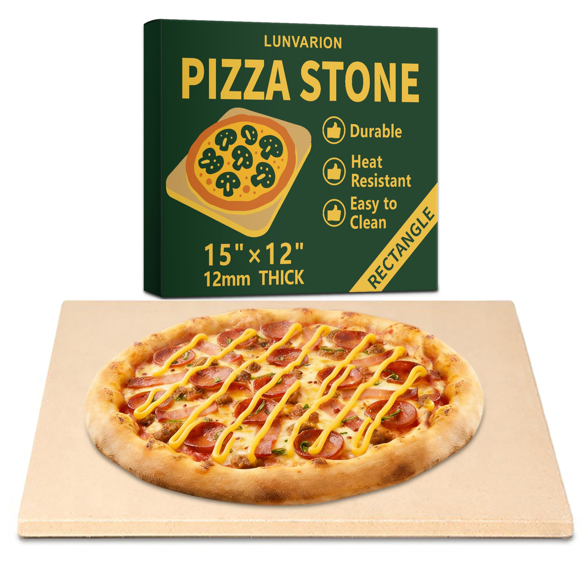 Lunvarion pizza stone 15x12 inches for crispy crust in the oven