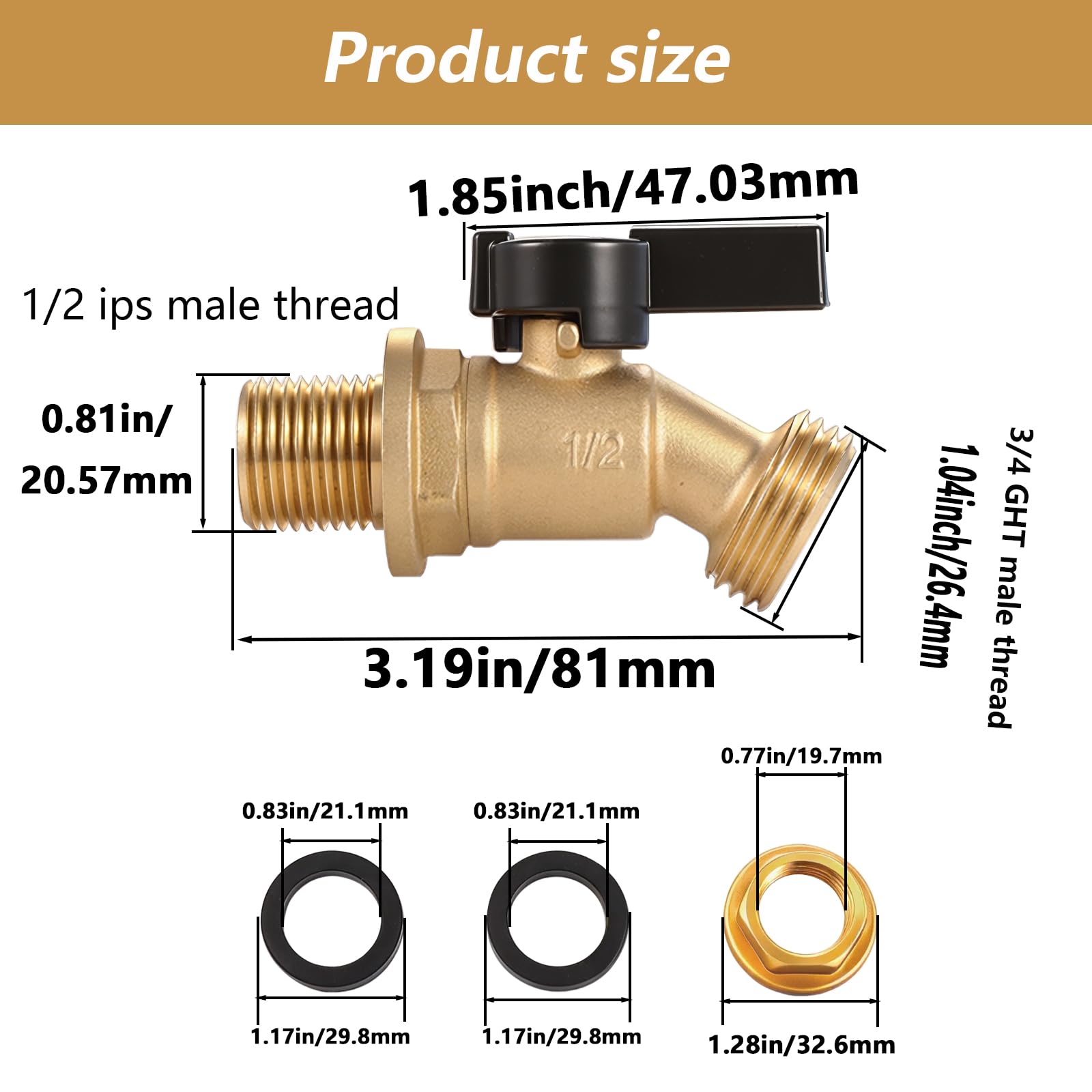 LUOFANT quarter-turn brass valve enables fast, controlled water release.