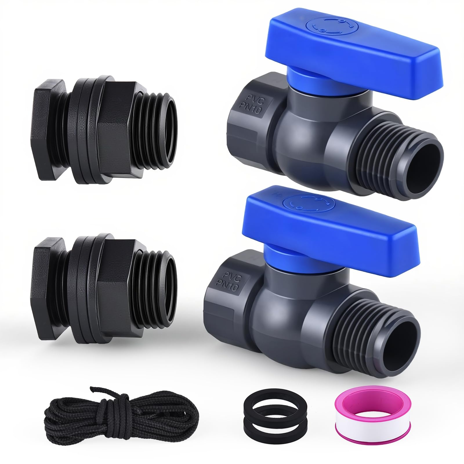 LUOFANT rain barrel spigot kit front view for smooth water drainage.