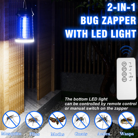 LUOJIBIE electric bug zapper with 4200-volt grid eliminates insects on contact.