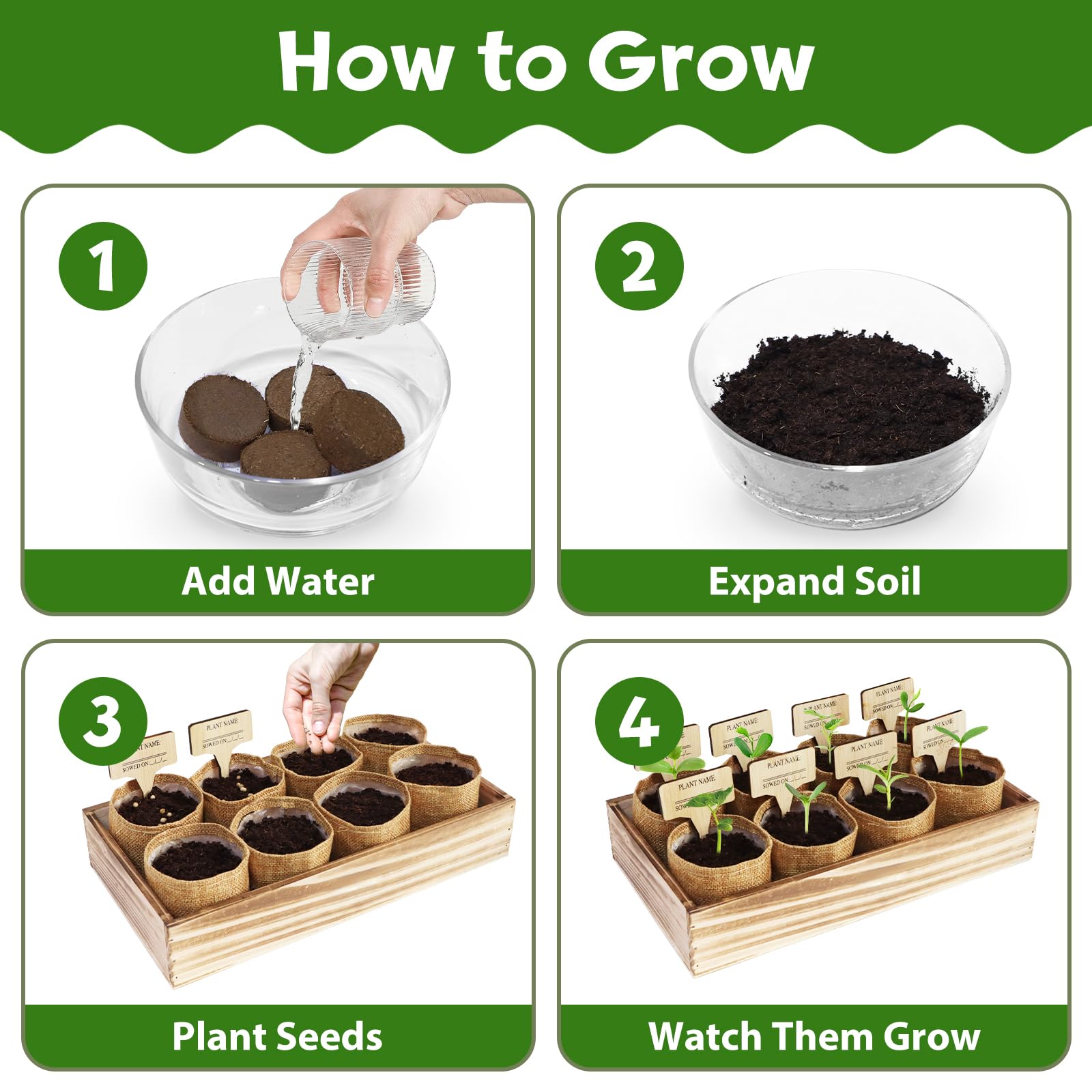 LUOJIBIE nutrient-rich soil discs expand with water for vibrant, sturdy growth.