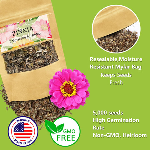LUOJIBIE Zinnia resealable packaging keeps seeds fresh.