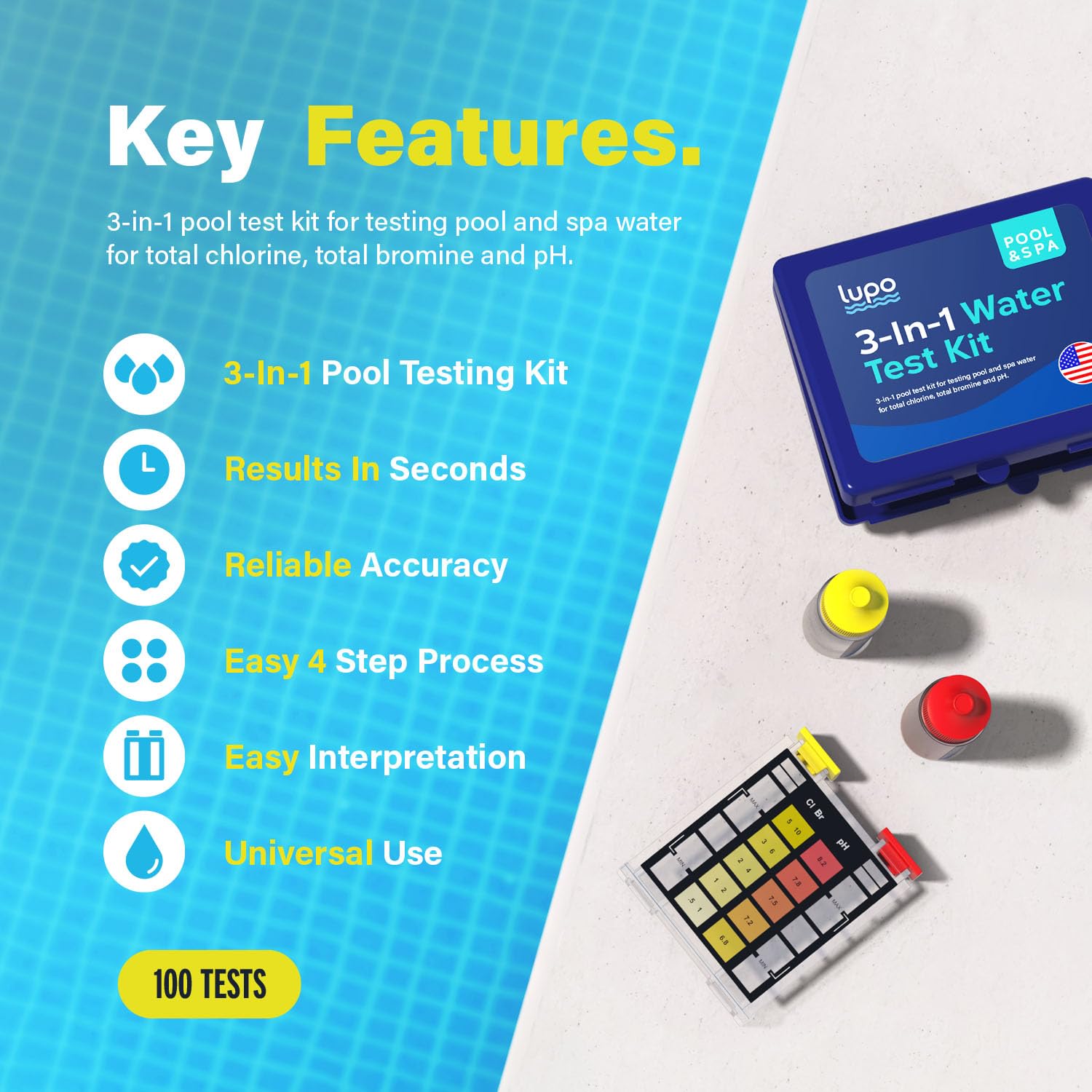 Lupo 3-in-1 test kit instruction manual guides easy at-home water checks.