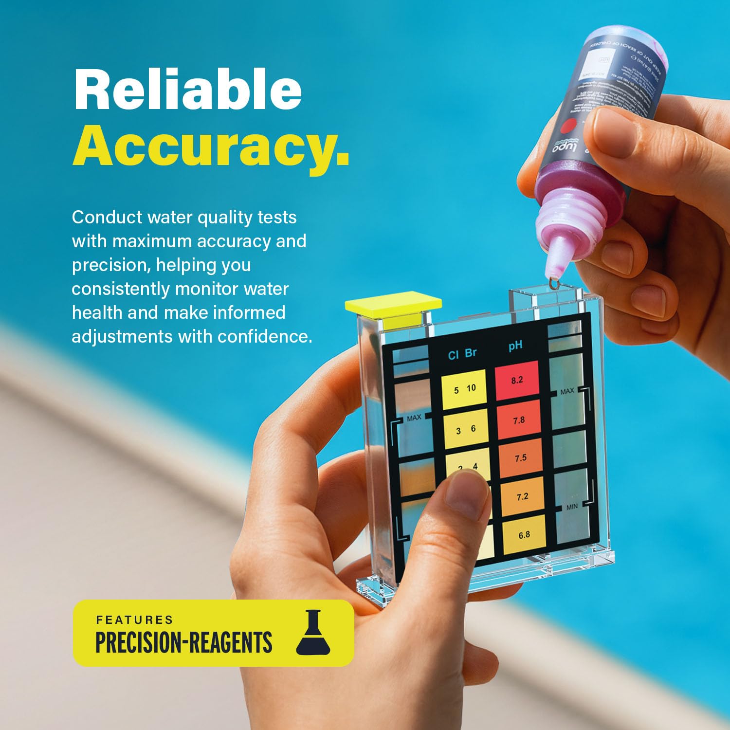 Lupo Global water sample being tested in a pool or spa.