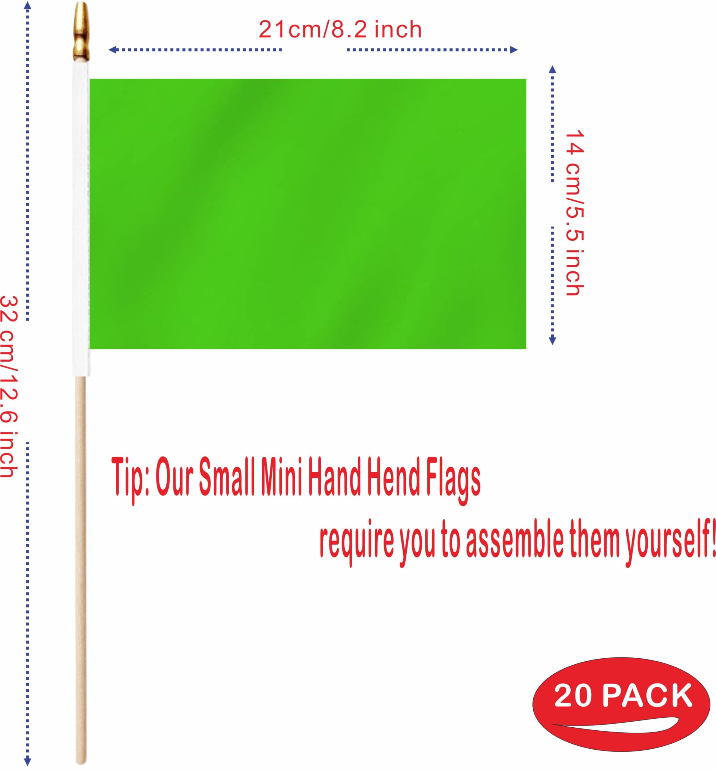 LUSEOAN 20-pack green flags in 5x8 size for events and crafts