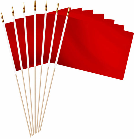 LUSEOAN 20-pack red mini wood flags for handheld parades and decorations