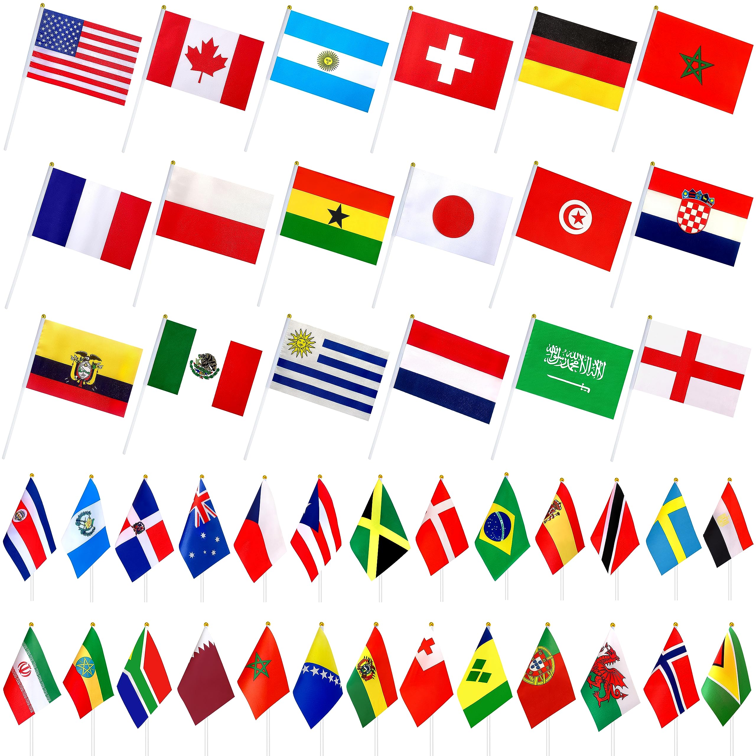 LUSEOAN 226-country handheld flag for international events.