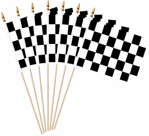 LUSEOAN mini checkered flag pack for racetrack-themed decor and celebrations.