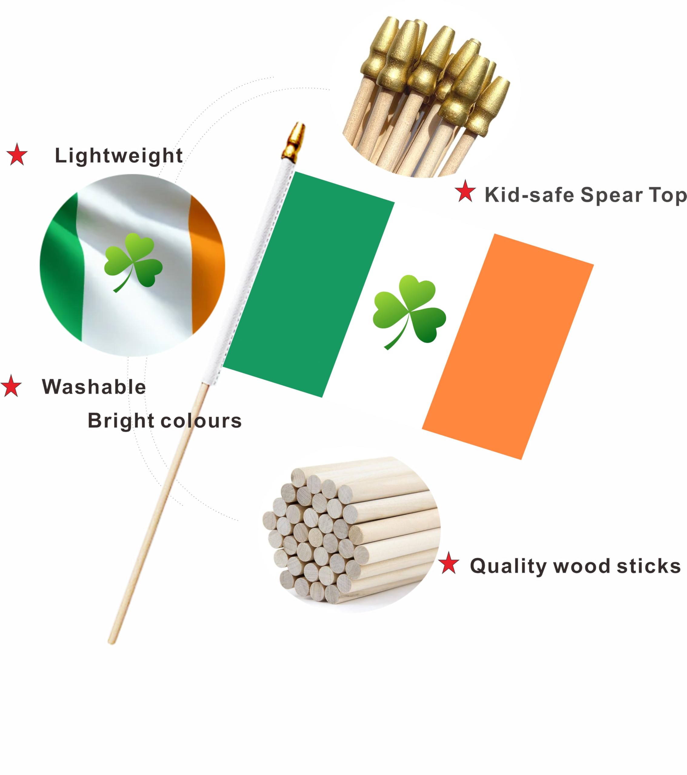 LUSEOAN handheld shamrock flag adds color to parties