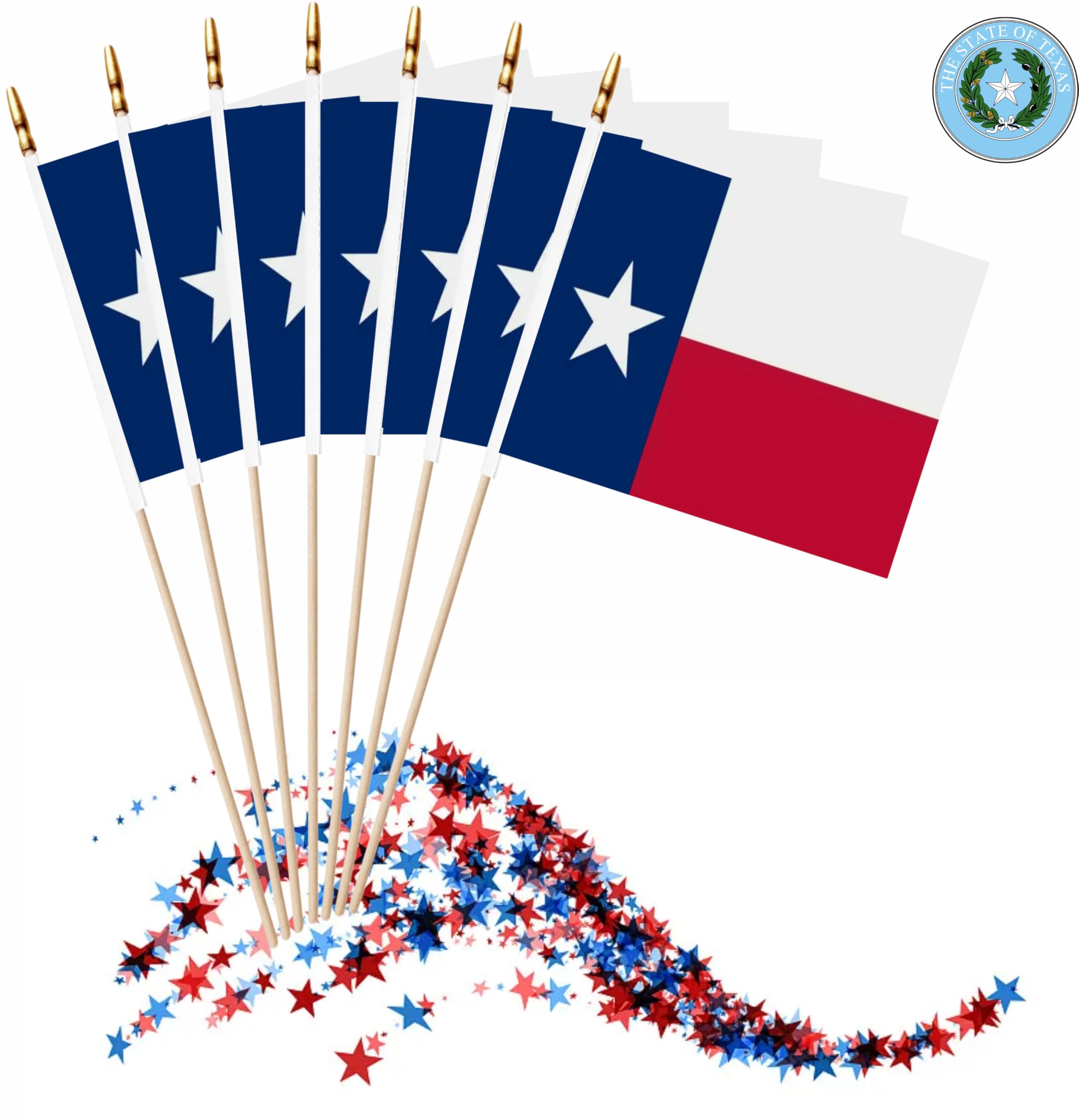 Texas mini flag set adds color to desks, gardens, classrooms and more.
