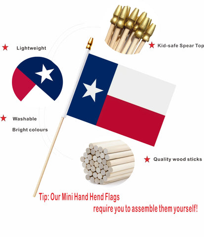 Safe spearhead design on LUSEOAN Texas mini flag for kid-friendly celebrations.