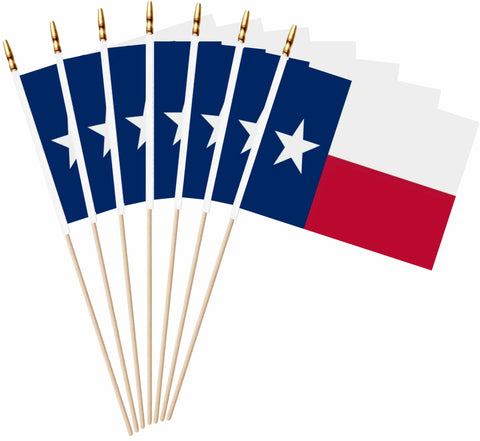 LUSEOAN Texas mini flag on a wooden stick for easy parade use.