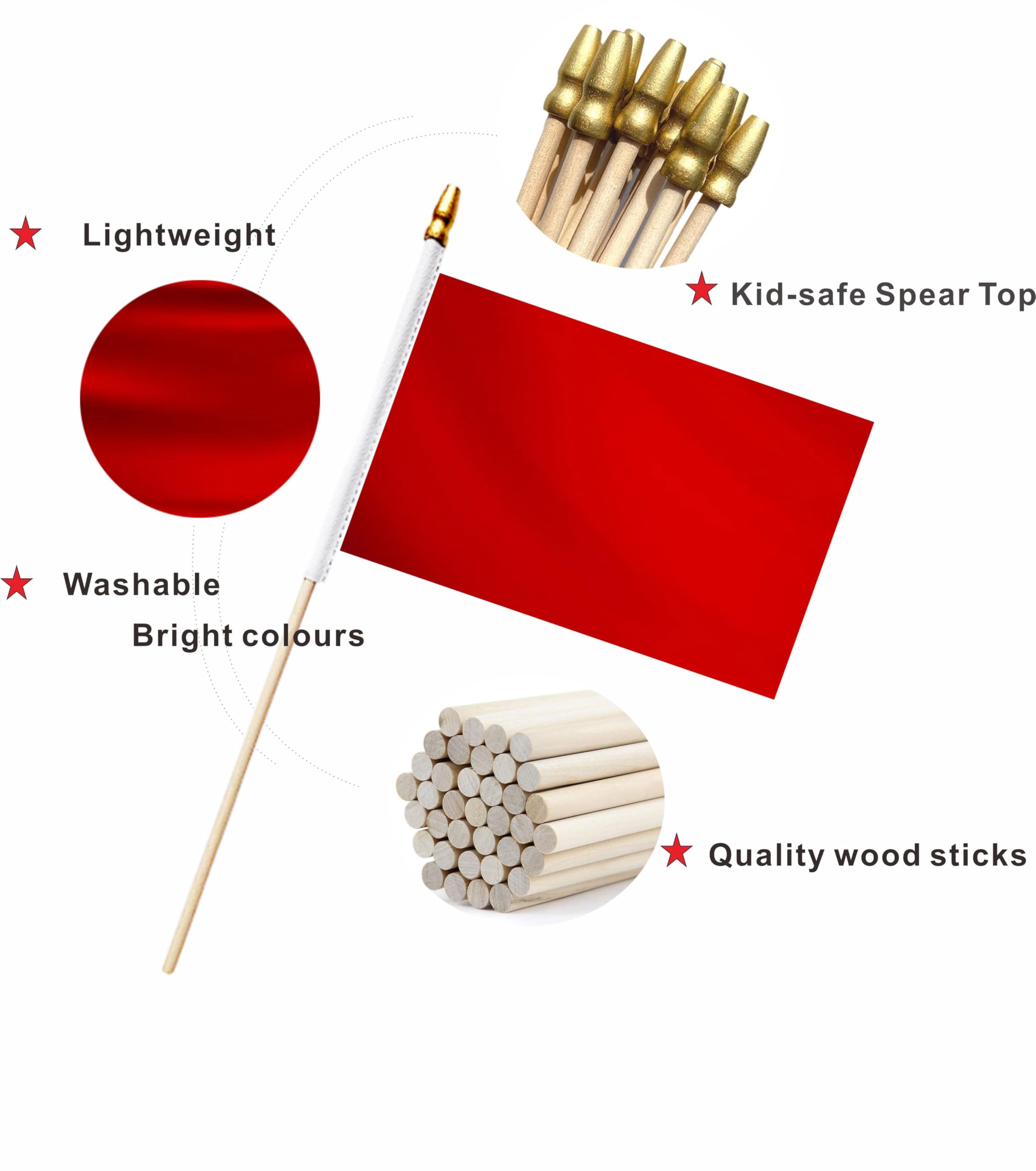 LUSEOAN wooden stick 12.6-inch flagpole for easy handling