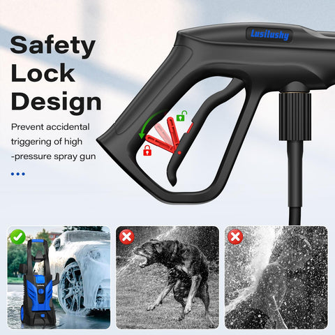 Lusilushy pressure washer 20ft hose extends reach for patios and driveways.