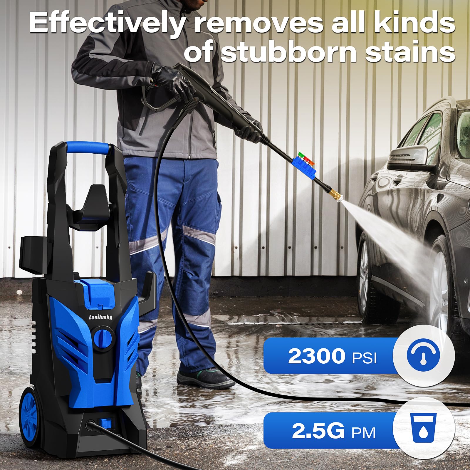 Lusilushy pressure washer nozzles angles provide targeted cleaning on various surfaces.