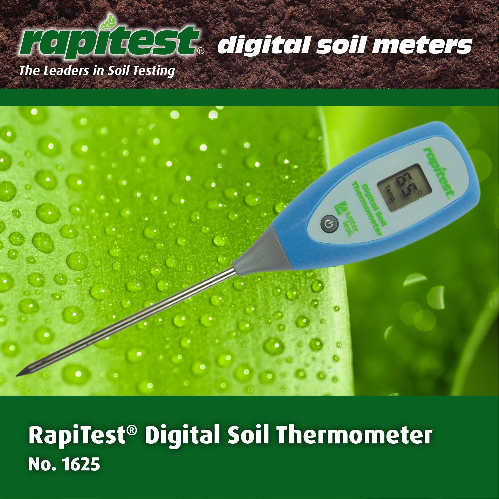 Luster Leaf 1625 display shows precise temperature for planting decisions