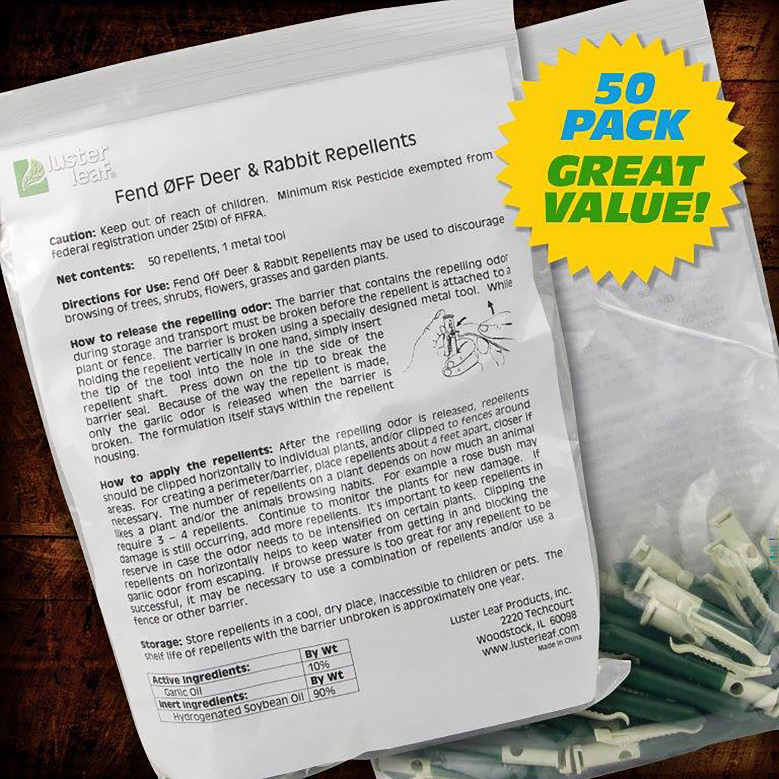 Luster Leaf fence-barrier clip demonstrating easy, spray-free garden protection
