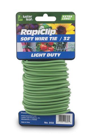 Luster Leaf Rapiclip soft wire tie in green, 32ft, ideal for garden use