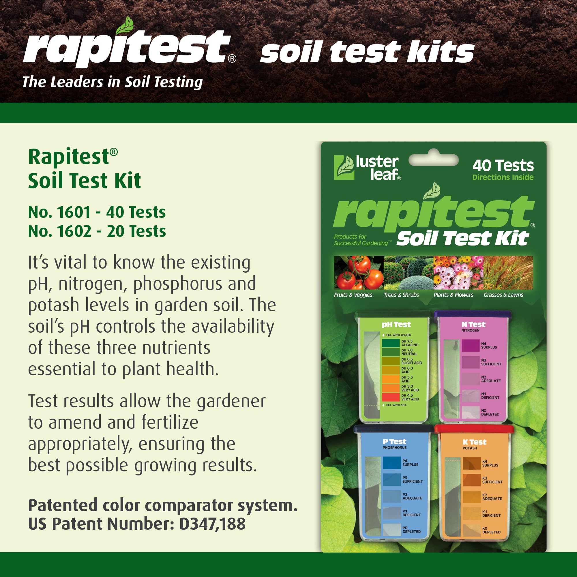 Luster Leaf Rapitest color comparator for easy, precise readings