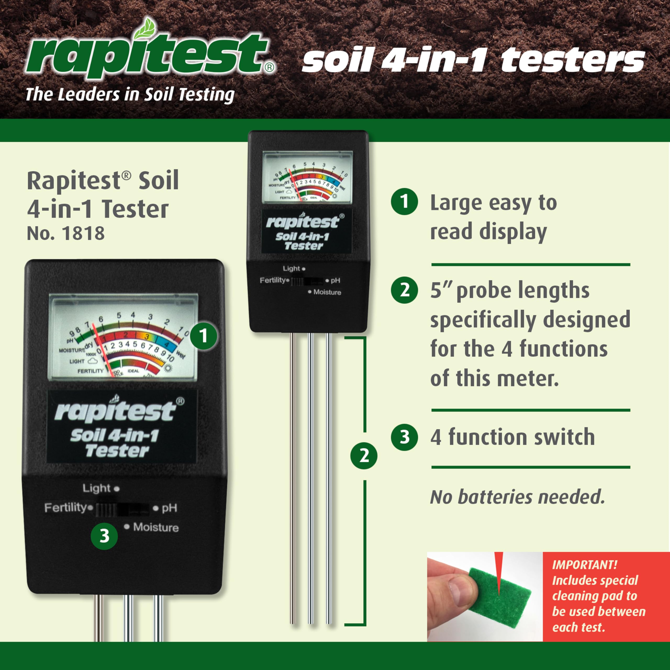 Luster Leaf Rapitest fertility meter reading soil nutrients