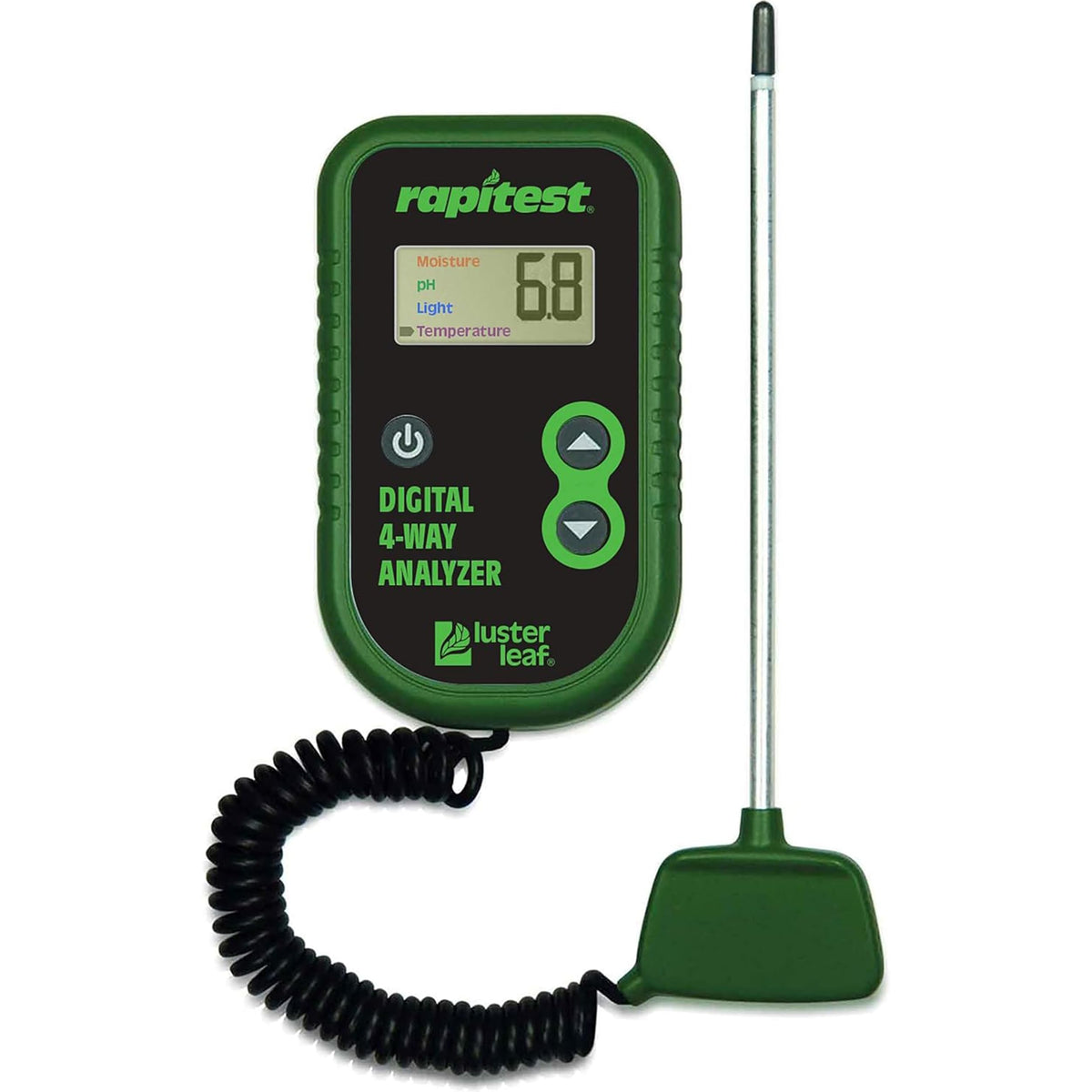 Luster Leaf Rapitest front view compact tester for quick home garden checks.