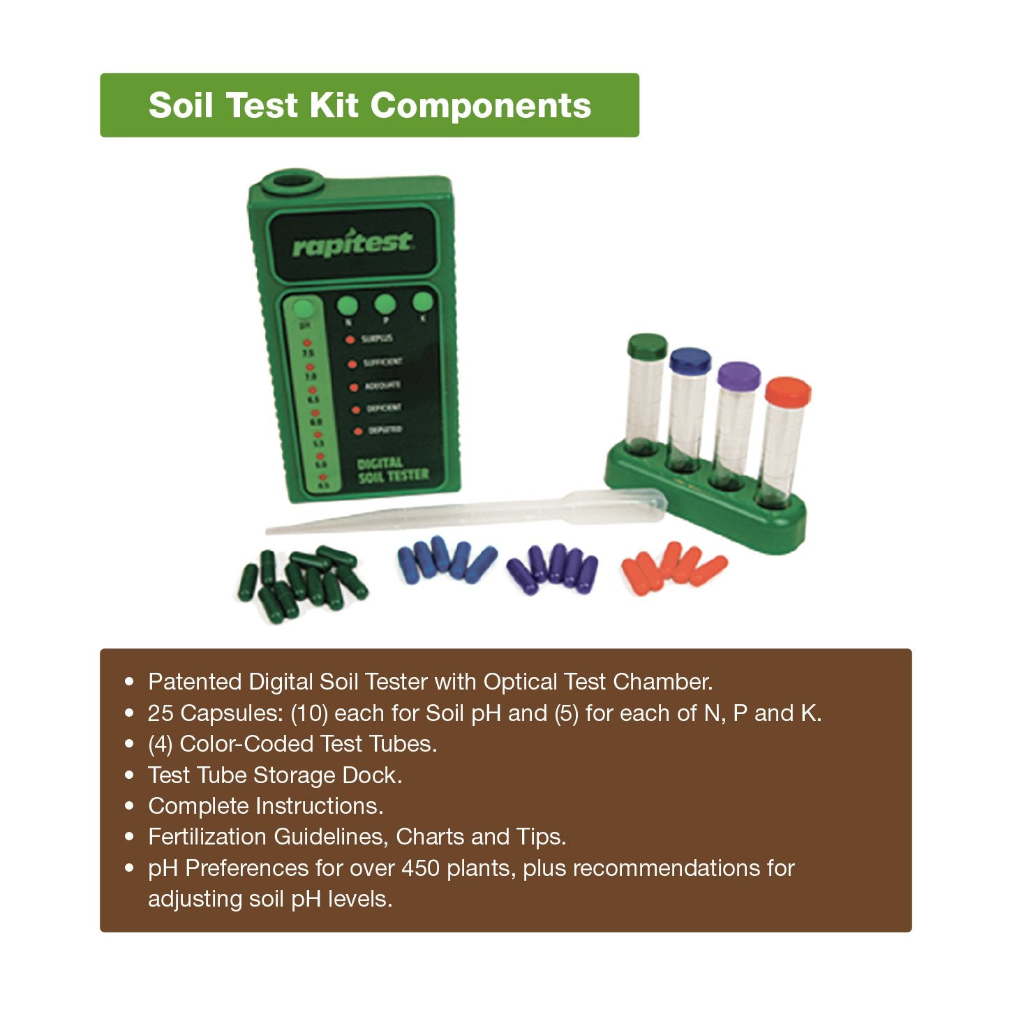 Luster Leaf Rapitest instruction booklet guides pH adjustments and fertilizer suggestions