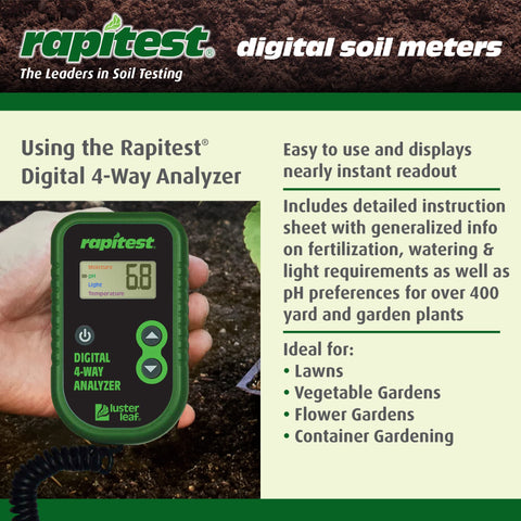 Luster Leaf Rapitest light and temperature checks guide plant placement.