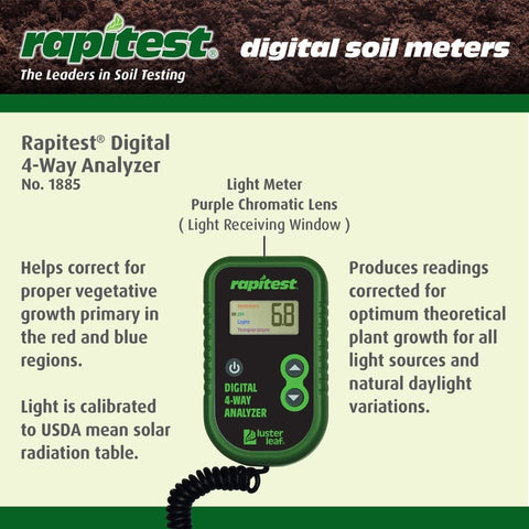 Luster Leaf Rapitest pH reading on soil with plant guide.