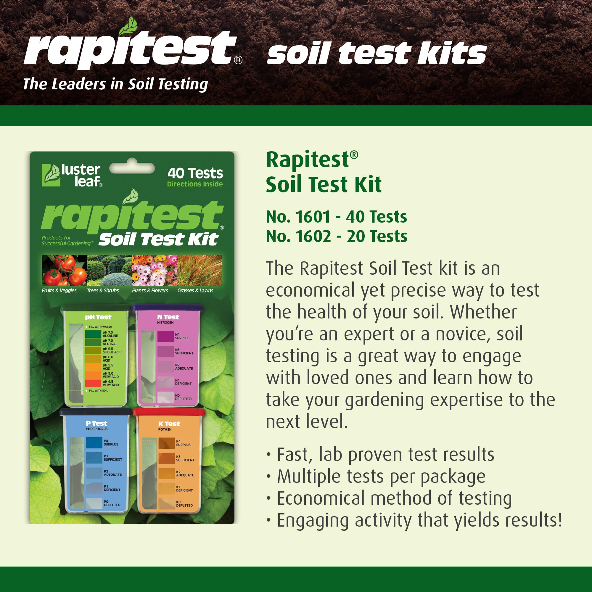 Luster Leaf Rapitest plant guide included for 450+ species