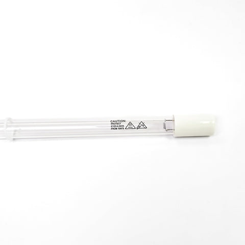 Lutrace Pura Water 36002018 UV lamp held with gloves for safe handling.